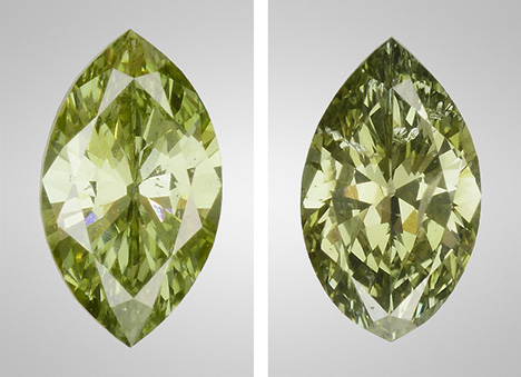 Color-treated chameleon diamonds