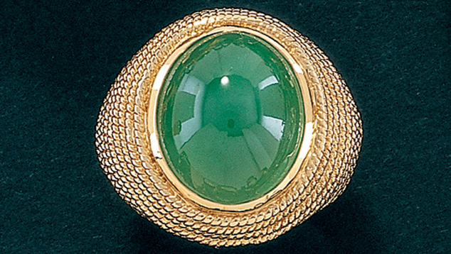 Jadeite Jade. Jadeite jade, often cut as a cabochon, is one of the most valuable and culturally significant gemstones. - Courtesy Mason-Kay Fine Jade Jewelry