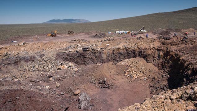 This view looks down into the main pit. You can judge the scale by comparing it to the trailers in the distance. - Robert Weldon