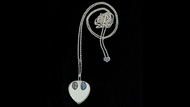 Silver, opal, and glass pendant