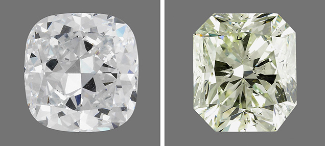two large synthetic diamonds