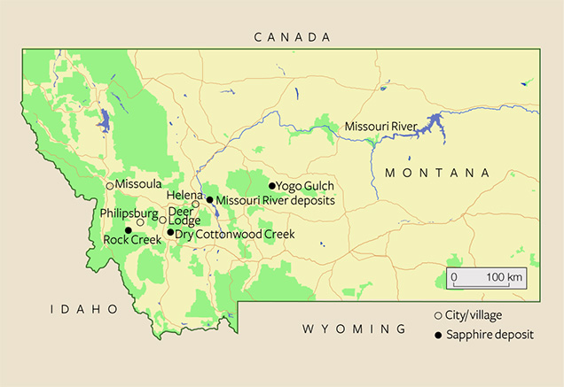 Locations of Montana sapphire deposits Locations of Montana sapphire deposits