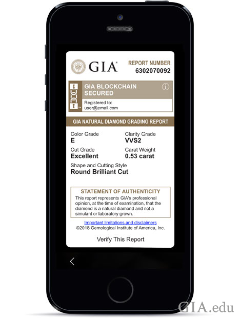 An image of a GIA diamond report.