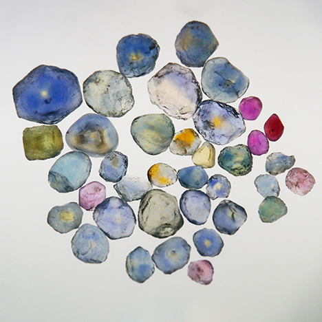 Rock Creek sapphires before and after heating Rock Creek sapphires before and after heating